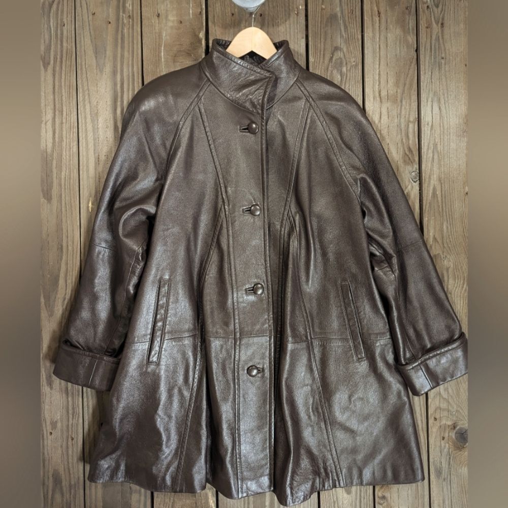 Brown Leather Swing Jacket